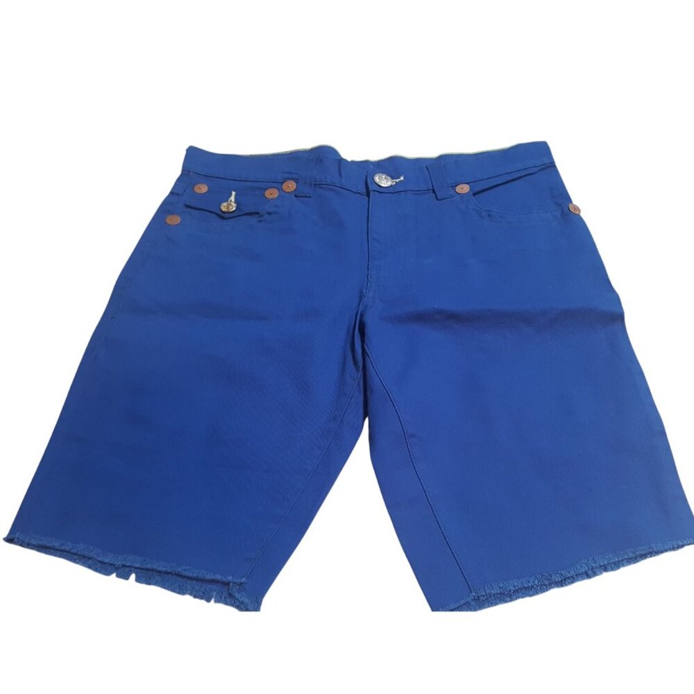 TRUE RELIGION GENO BLUE SLIM STRAIGHT SHORTS 34W NWOT